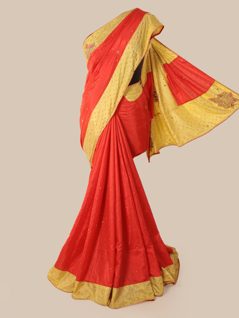 

Pothys Red Embellished Art Silk Saree