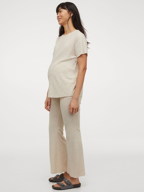 

H&M Women Beige MAMA Ribbed Top