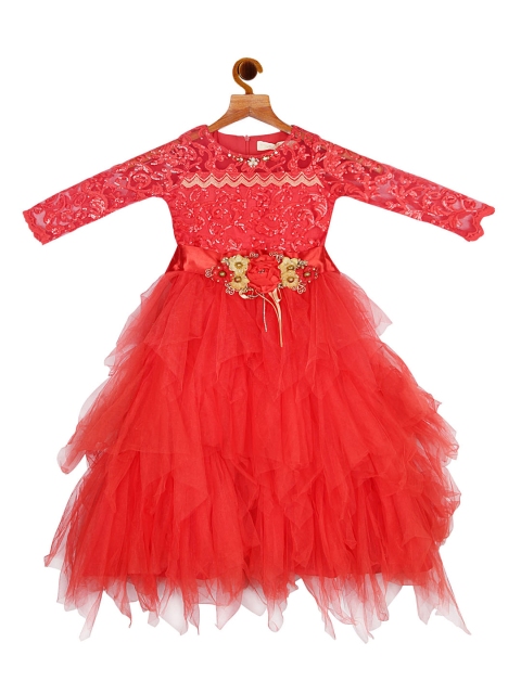 

Tiny Girl Red Tiered Gown