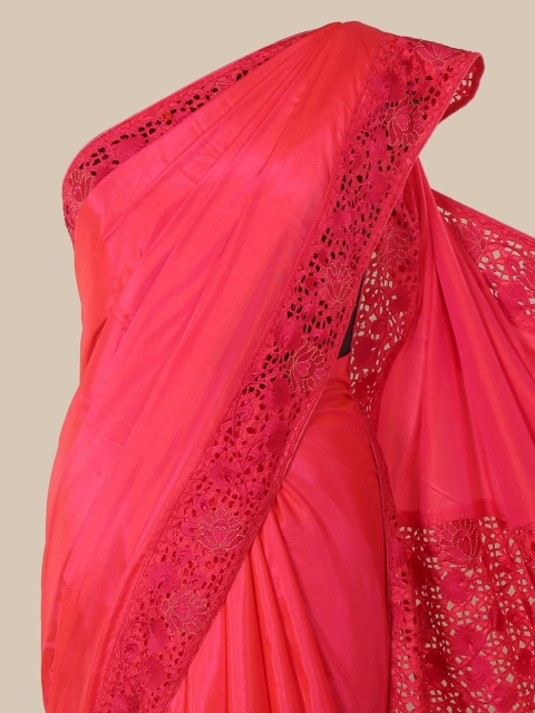 

Pothys Pink Solid Art Silk Saree