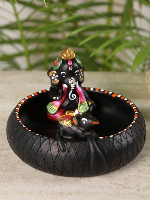 

Aapno Rajasthan Black & Pink Terracotta Ganesh Showpiece