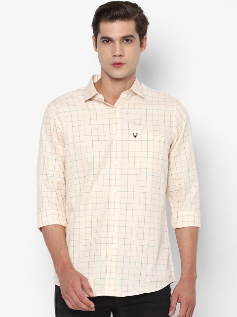 

Allen Solly Men Cream-Coloured Slim Fit Checked Casual Shirt