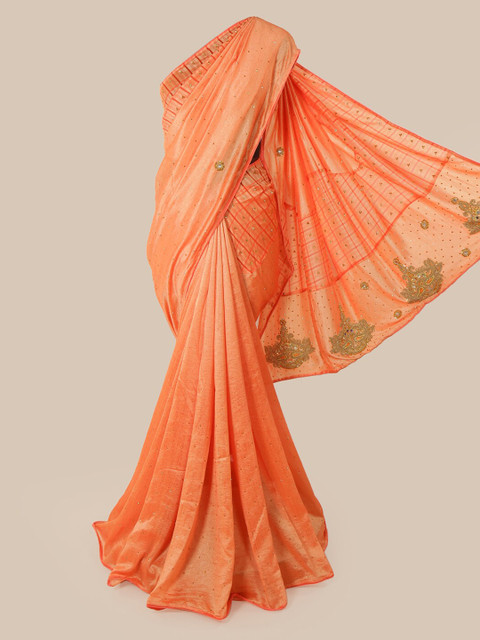 

Pothys Orange Embellished Art Silk Saree