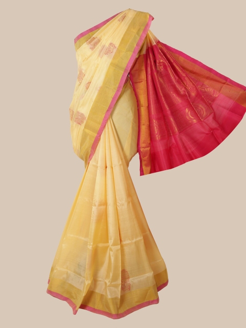 

Pothys Cream-Coloured Solid Pure Silk Saree