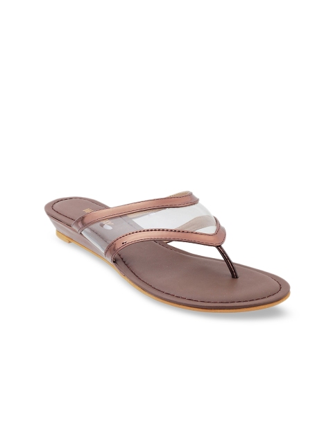 

WALKWAY Women Transparent & Bronze-Toned Colourblocked Comfort Heels