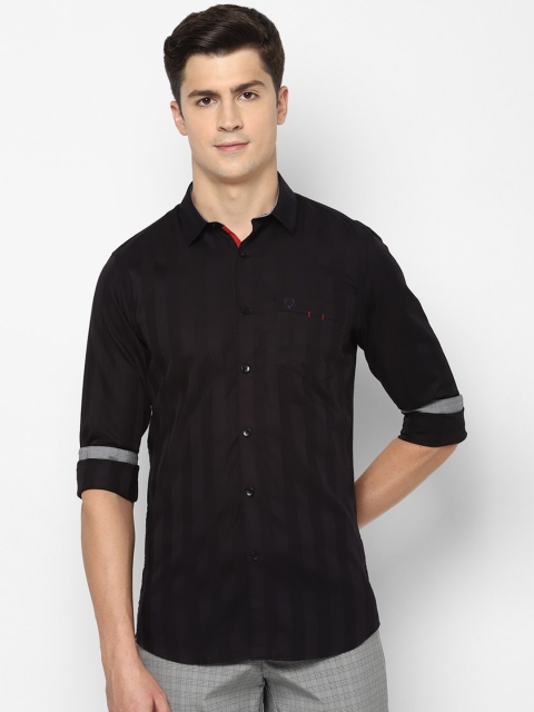 

Allen Solly Men Black Pure Cotton Slim Fit Striped Casual Shirt