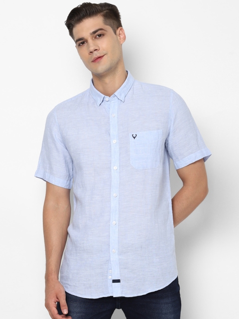 

Allen Solly Men Blue Slim Fit Self Design Linen Casual Shirt