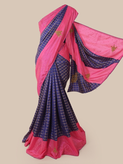 

Pothys Blue Checked Art Silk Saree