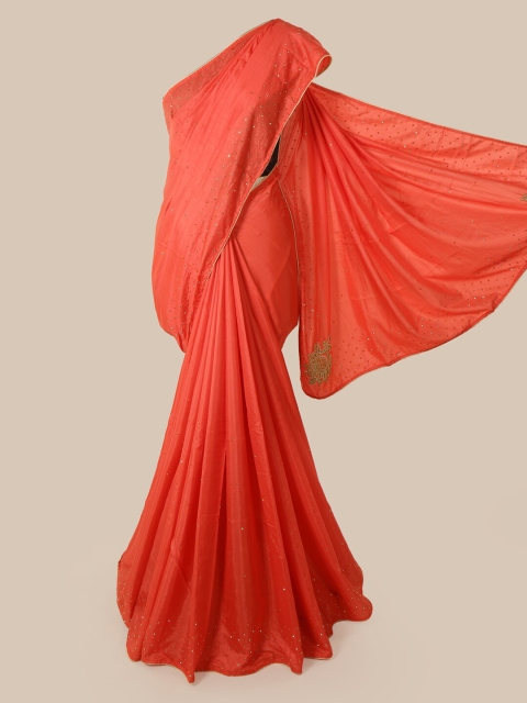 

Pothys Orange Embellished Art Silk Saree