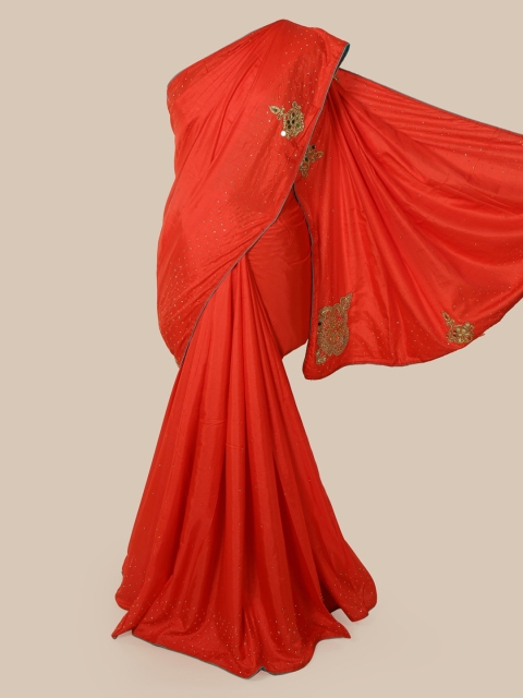 

Pothys Red Solid Art Silk Saree