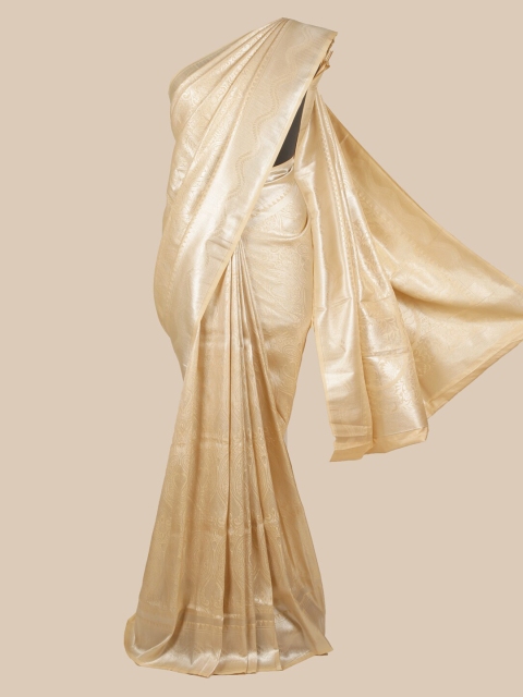 

Pothys Cream-Coloured & Gold-Toned Art Silk Woven Design Saree