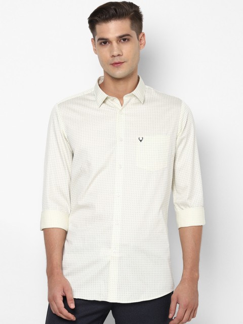 

Allen Solly Men Cream-Coloured Slim Fit Checked Casual Shirt