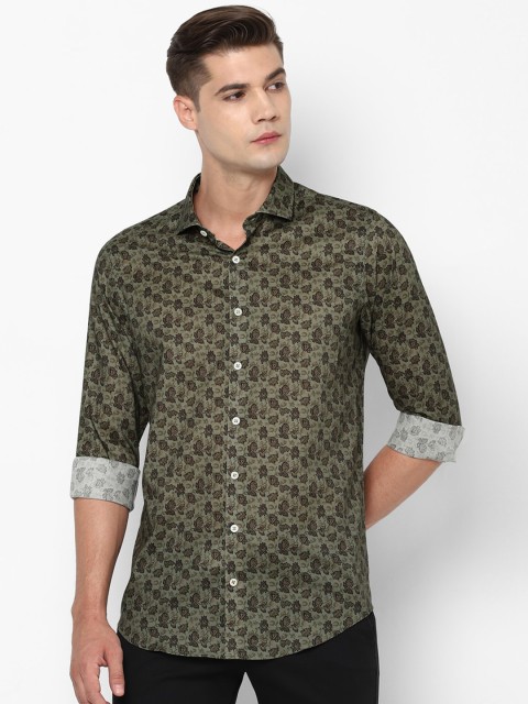 

SIMON CARTER LONDON Men Olive Green & Brown Slim Fit Printed Casual Shirt