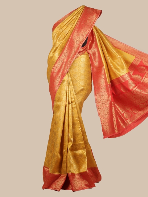 

Pothys Mustard Yellow & Orange Art Silk Woven Design Saree