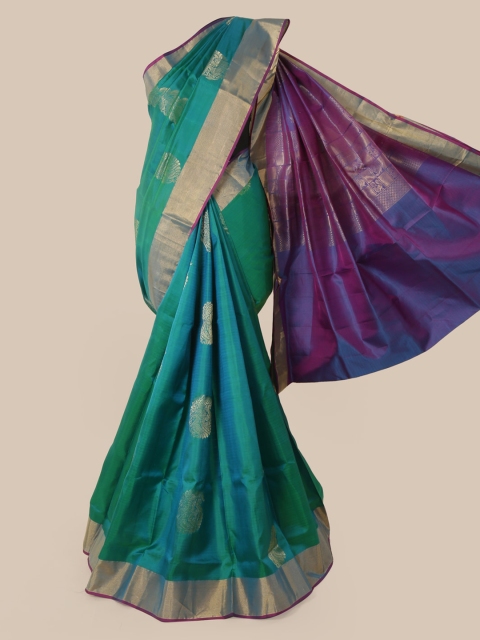 

Pothys Green & Purple Pure Silk Woven Design Kanjeevaram Saree