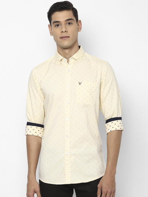Allen Solly Men Yellow Slim Fit Printed Casual Shirt
