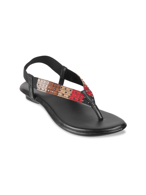 

WALKWAY Women Beige & Red Colourblocked & Ethnic Embellished Comfort Heels