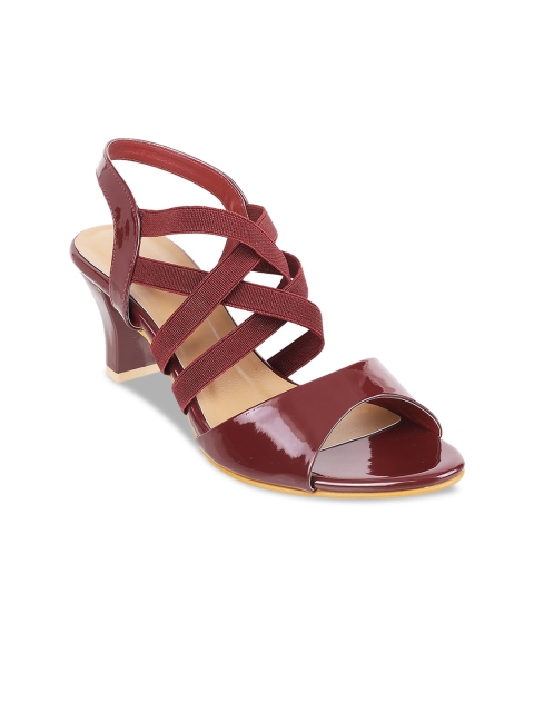 

WALKWAY Women Maroon Patent Finish Block Heels