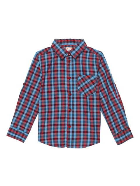 

ZION Boys Red & Blue Regular Fit Checked Casual Shirt