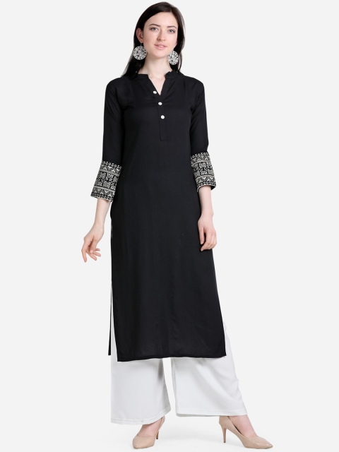 

Florence Women Black & White Solid Straight Kurta & Palazzos