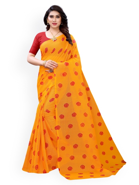 

KALINI Yellow Printed Saree