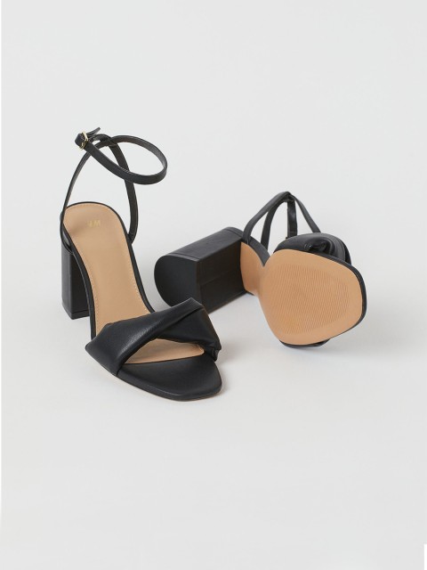 

H&M Women Black Solid Twisted-Strap Sandals