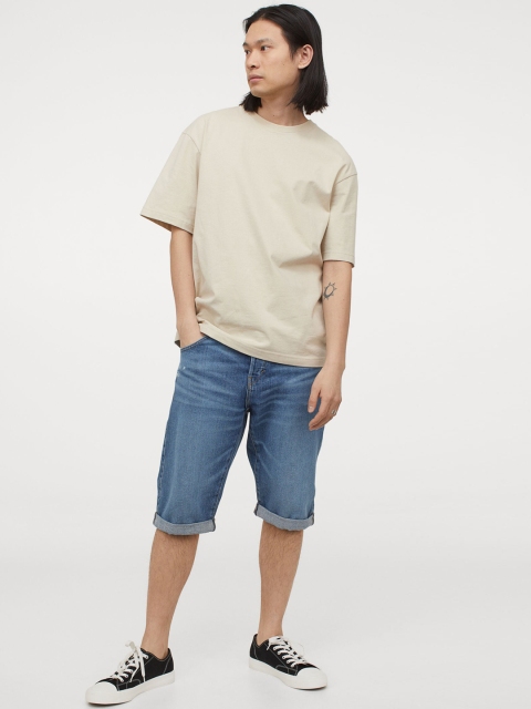 

H&M Men Blue Solid Relaxed Denim Shorts