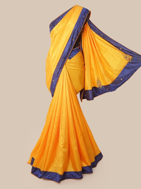 

Pothys Yellow & Blue Art Silk Embellished Saree