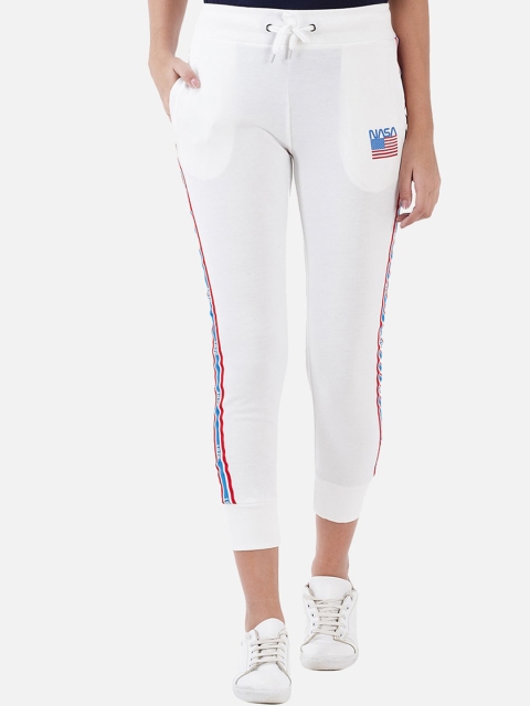 

Free Authority Women White Humour and Comic Printed Pure Cotton Joggers