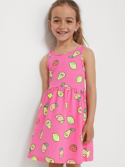 

H&M Girls Pink Printed Jersey Cotton Fit & Flare Dress