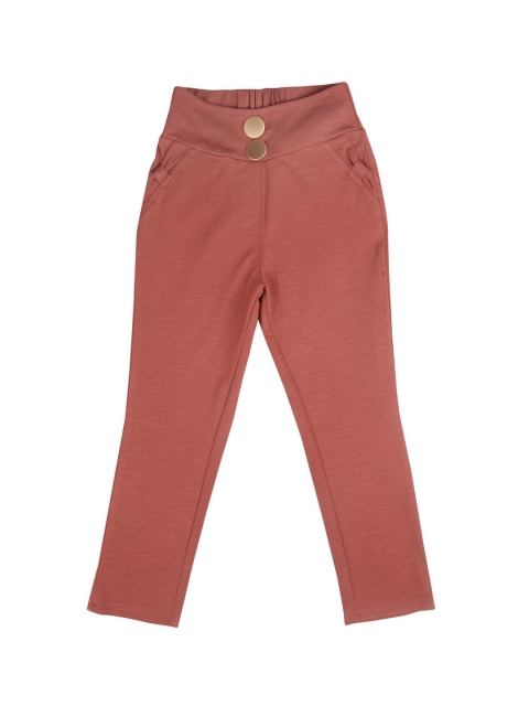 

Tiny Girl Girls Rust-Orange Solid Skinny-Fit Treggings