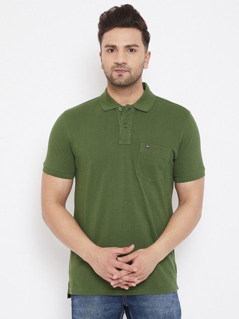 

98 Degree North Men Green Polo Collar T-shirt