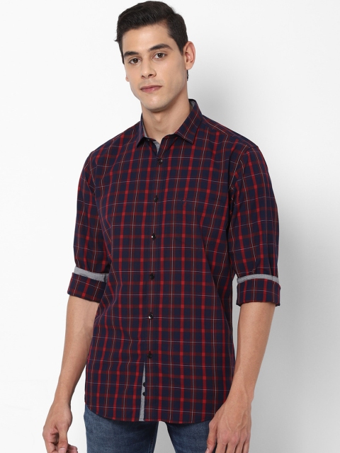 

Allen Solly Men Navy Blue Slim Fit Checked Casual Shirt