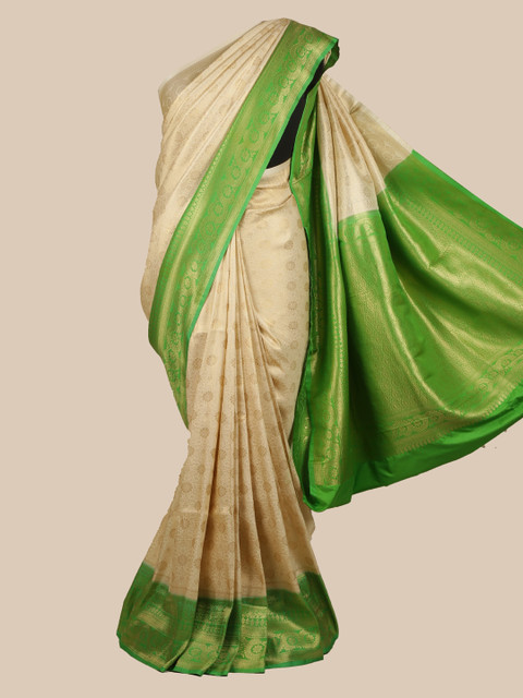 

Pothys Off-White & Green Art Silk Woven Design Saree