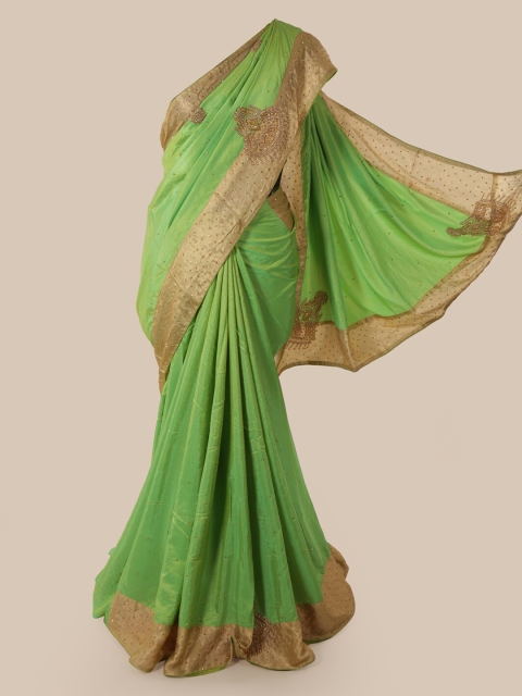 

Pothys Green Solid Art Silk Saree