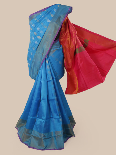 

Pothys Blue Pure Silk Woven Design Kanjeevaram Saree