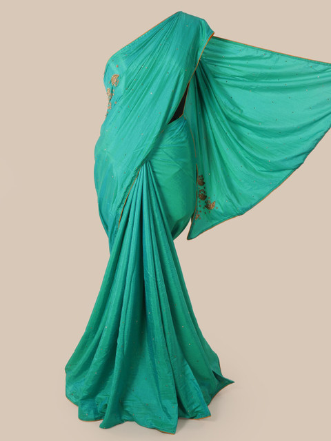 

Pothys Blue Embroidered Art Silk Saree