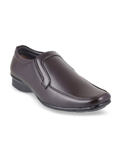 

WALKWAY Men Brown Textured Formal Slip-Ons