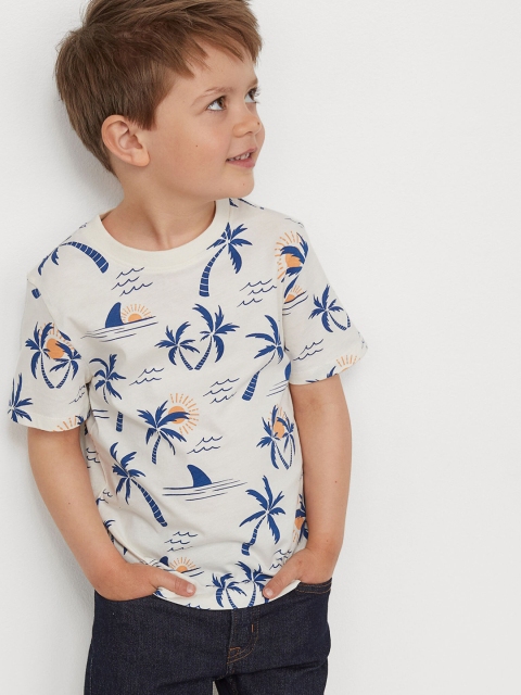 

H&M Boys White Printed Cotton T-shirt