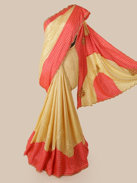 

Pothys Cream-Coloured Embellished Art Silk Saree
