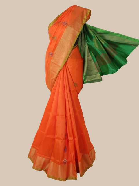 

Pothys Orange Pure Silk Woven Design Kanjeevaram Saree