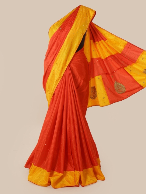 

Pothys Red & Yellow Art Silk Embellished Saree