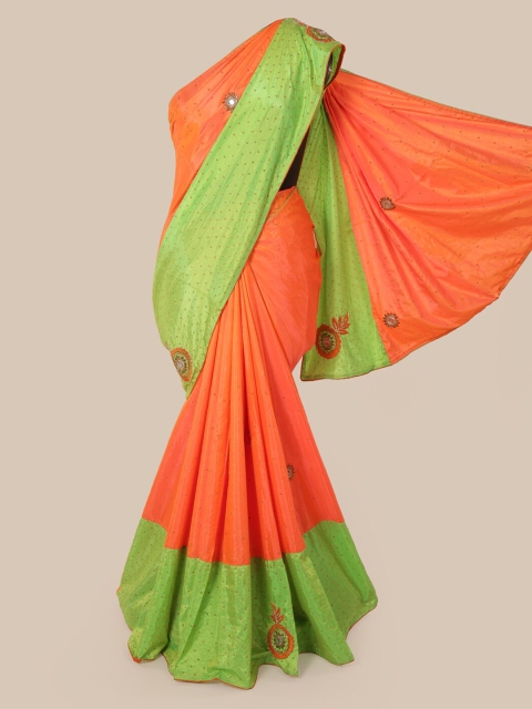 

Pothys Orange & Green Art Silk Embellished Saree