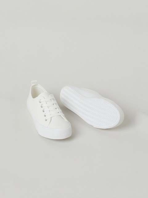 

H&M Kids White Solid Canvas Trainers