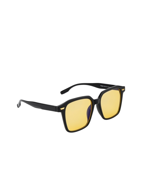 

Ted Smith Unisex Yellow Lens & Black Wayfarer Sunglasses with UV Protected Lens
