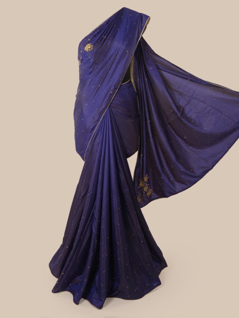 

Pothys Navy Blue Embellished Art Silk Saree