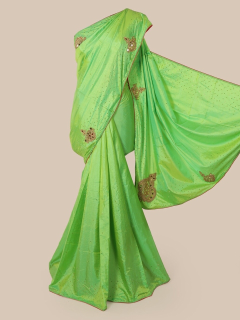 

Pothys Green Embellished Art Silk Saree