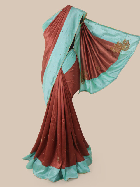 

Pothys Brown & Blue Art Silk Solid Saree