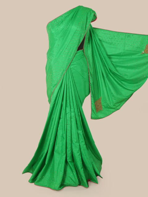 

Pothys Green Solid Art Silk Saree