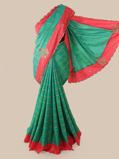 

Pothys Green Embellished Art Silk Saree